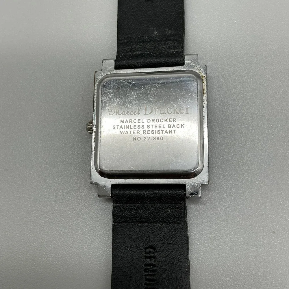 Marcel Drucker 22-390 Womens Watch 29mm White Dial Black Leather New Battery